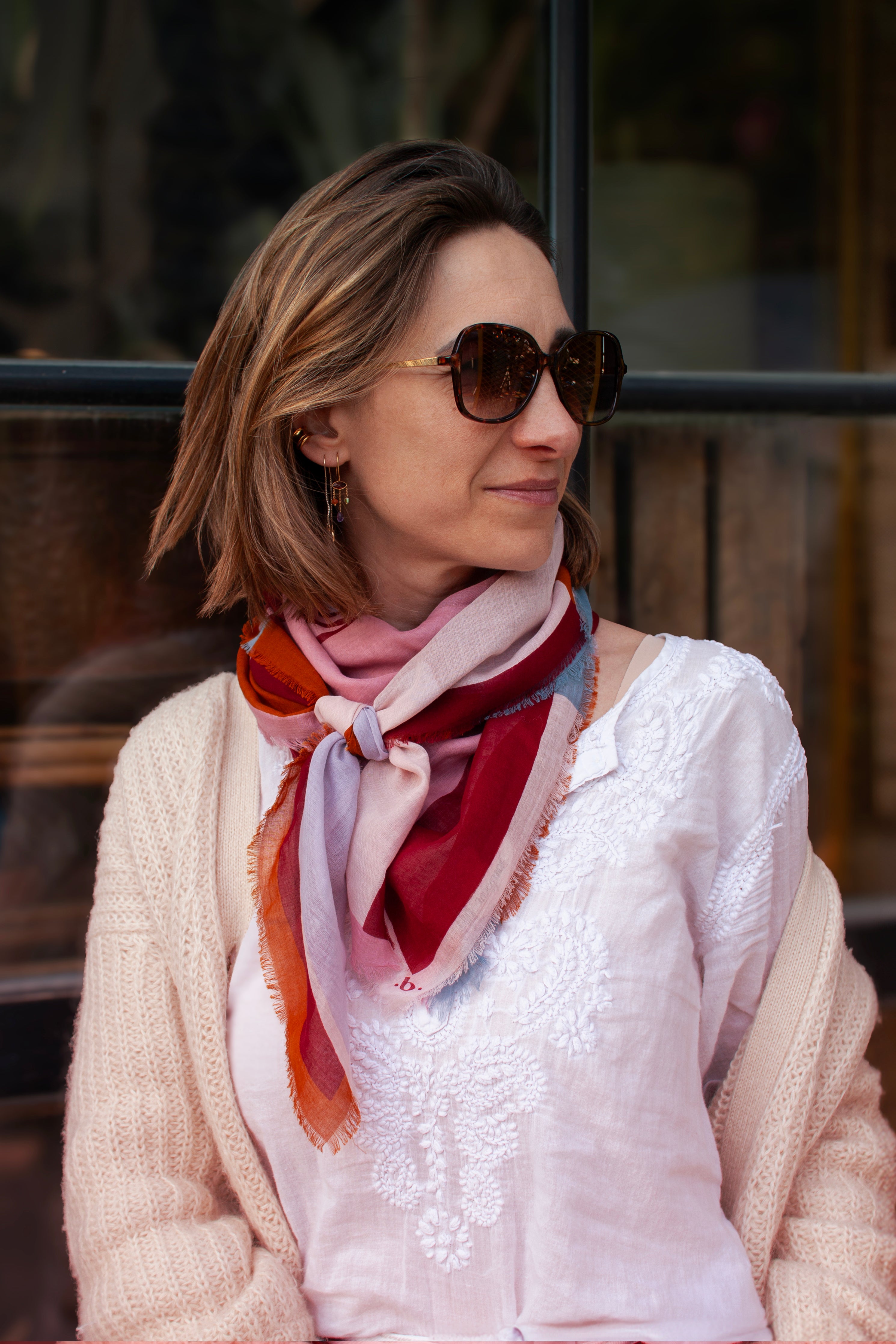 Foulard coton bio - Sunday rose