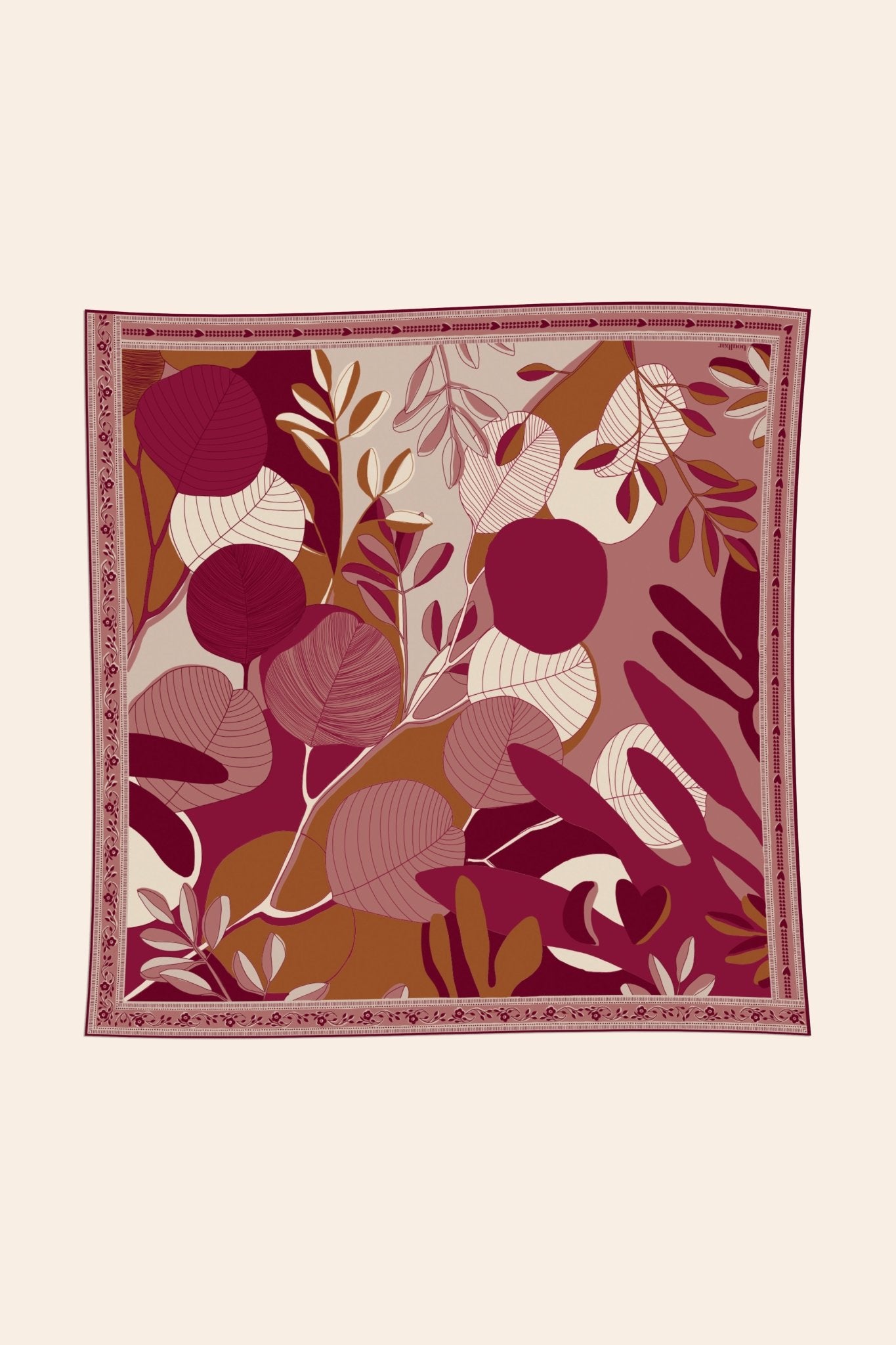 Foulard coton bio - Leaves - Magenta - boulbar.fr