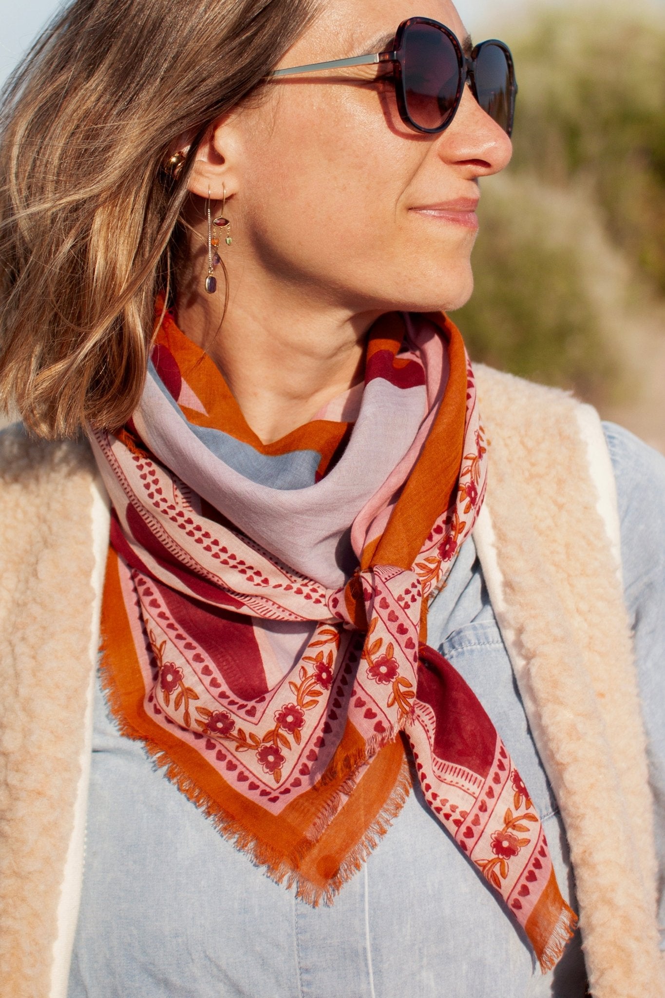 Foulard coton bio - Sunday rose - boulbar.fr