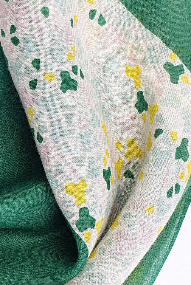 Foulard Coton - Mosaïque - vert - boulbar.fr