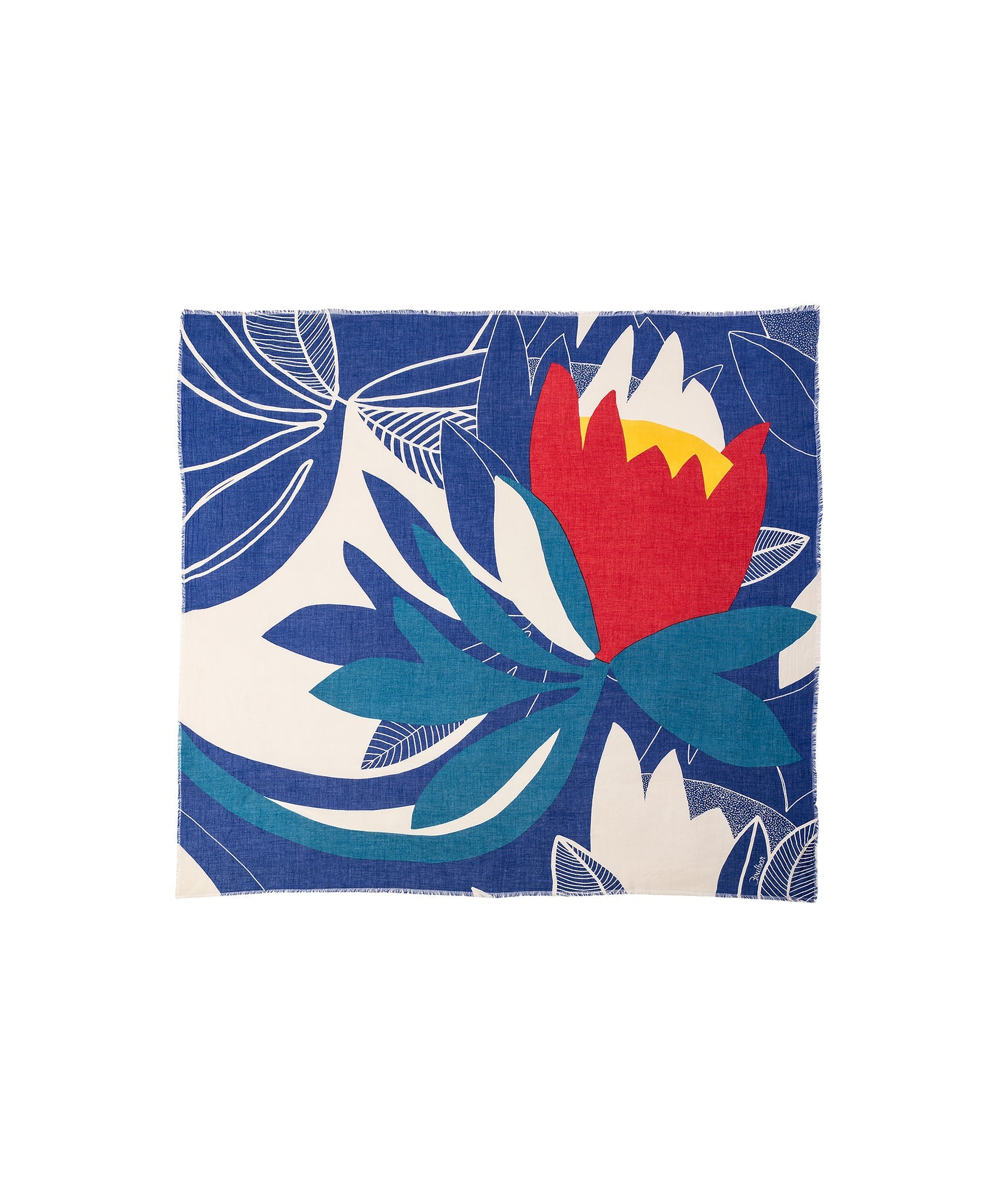 Foulard coton - Tulipe - bleu - boulbar.fr