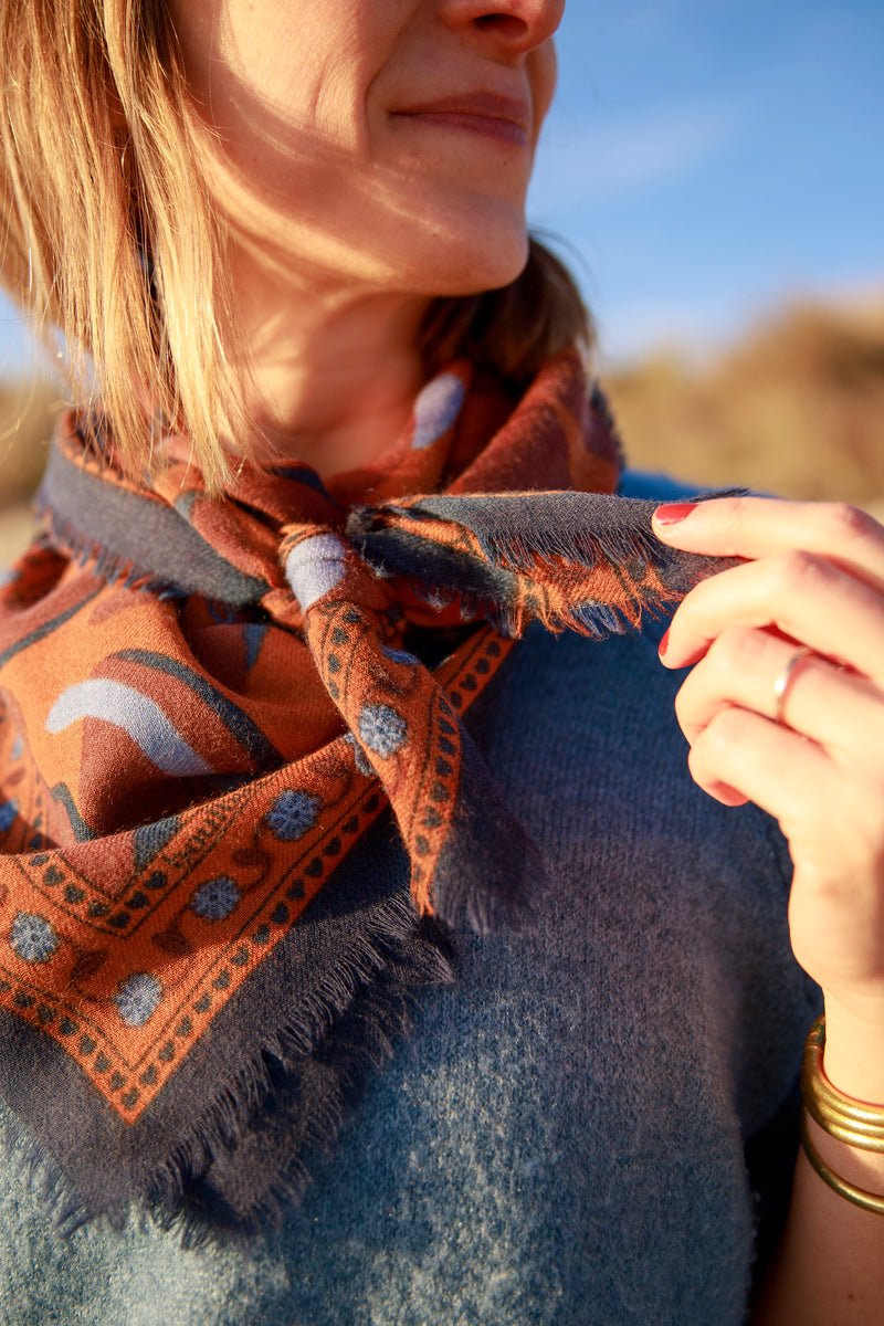 Foulard laine - Eclat - bleu - boulbar.fr