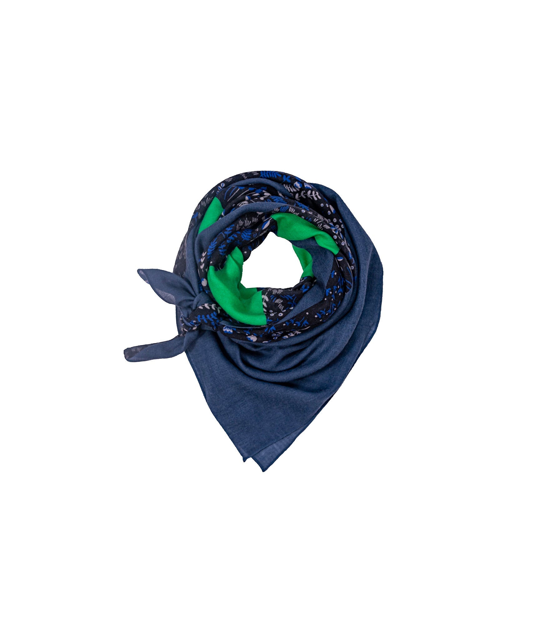 Foulard laine - fleuri - vert - boulbar.fr