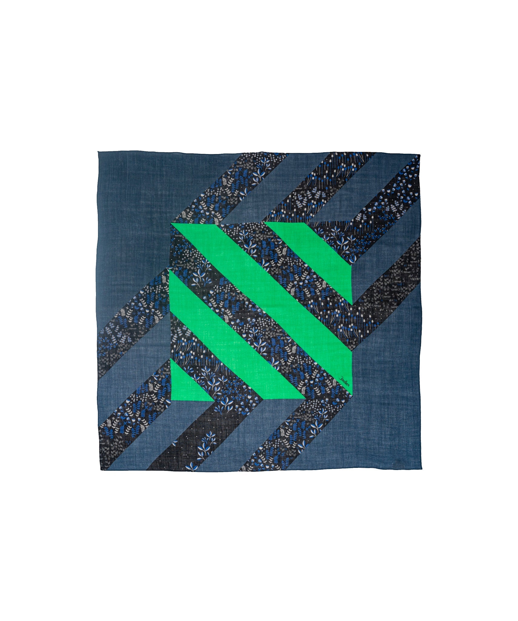 Foulard laine - fleuri - vert - boulbar.fr