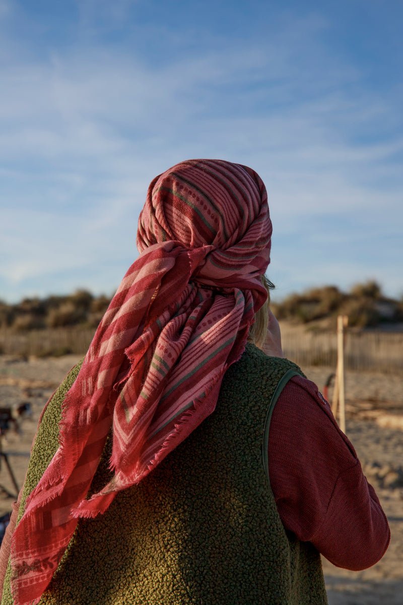 Foulard laine - Lines - framboise - boulbar.fr