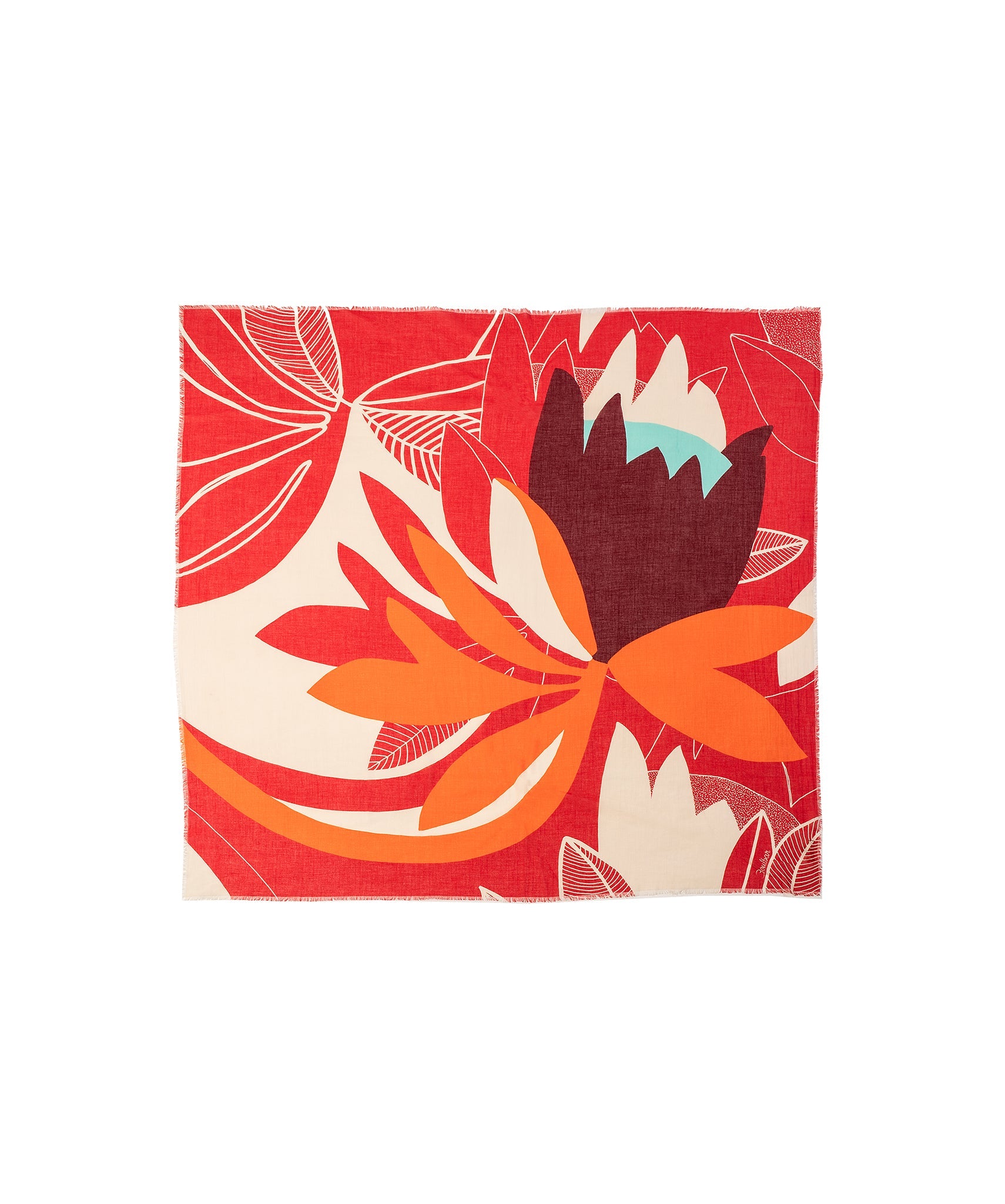 Foulard coton - Tulipe - rouge - boulbar.fr