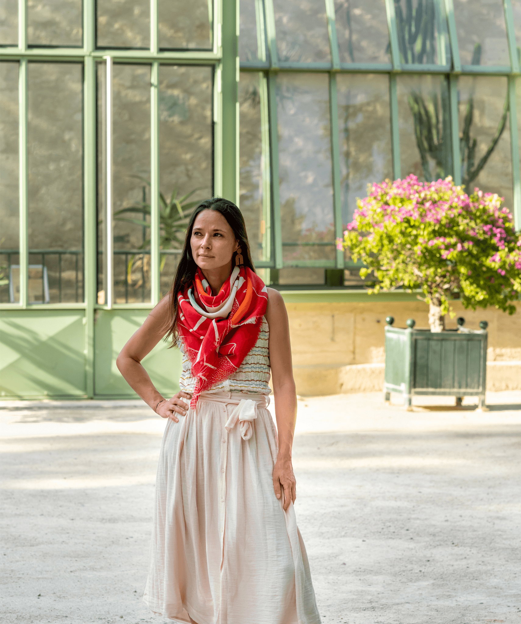 Foulard coton - Tulipe - rouge - boulbar.fr